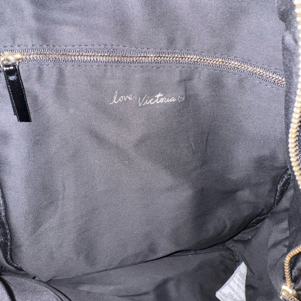Victoria's Secret Black Backpack with Gold and Red Accents - Picture 3 of 3